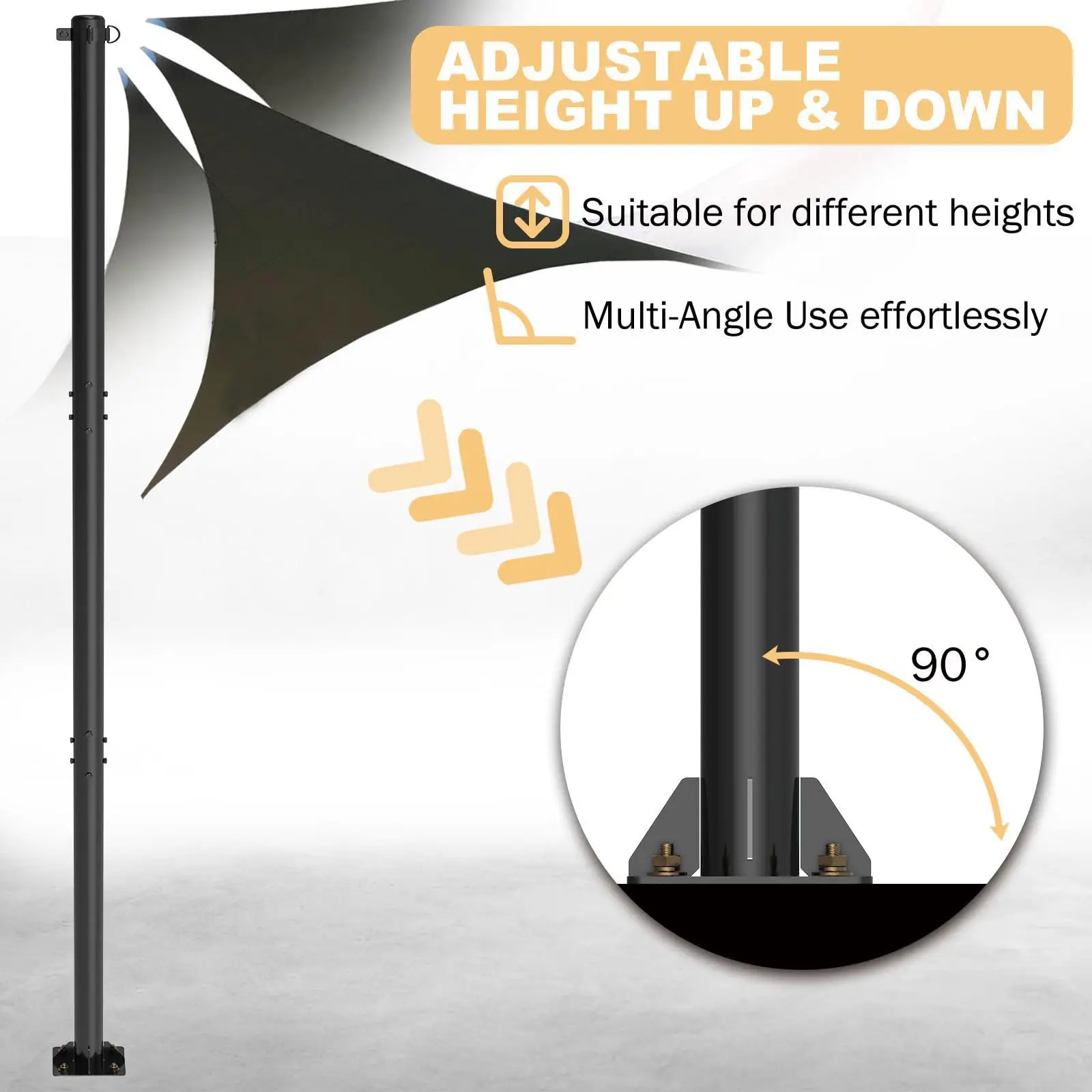 Sunshade sail pole, 2 packs of heavy-duty sunshade sail pole, outdoor sunshade sail pole, support outdoor string lights