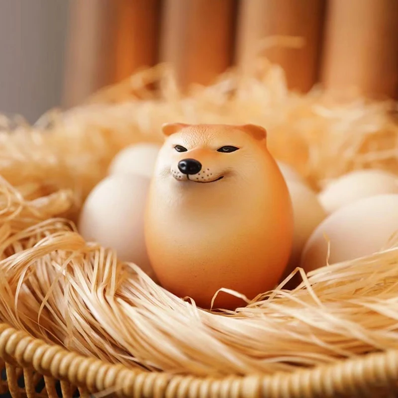 Mainan Fidget Licin Telur Anjing Shibako Kreatif Dekorasi Meja Bentuk Telur Realistis Mainan Sensorik Rebound Lambat PU Persatuan Anjing & Telur Shiba Inu