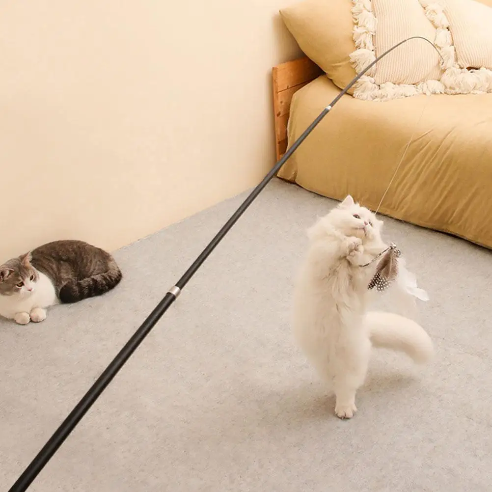 

3Pcs Carbon Fiber Fishing Rod Cat Stick Pole Kitten Teaser Metal Artificial Pet Exercise Play Toy For Interactive Cat