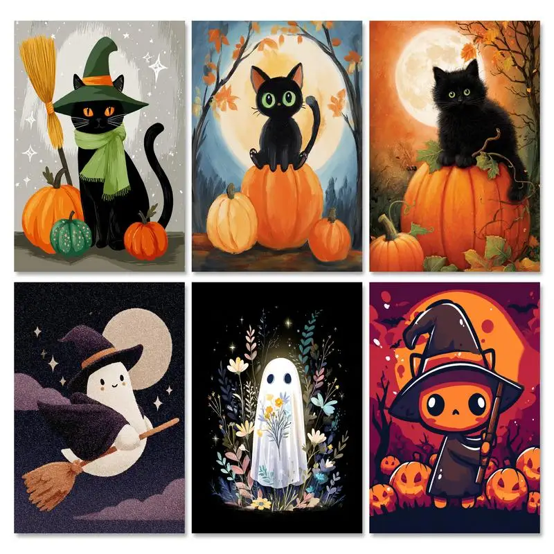 

RUOPOTY Frame Diy Painting By Number For Adults Halloween Witch Cartoon Picture By Numbers Handmade Acrylic Paint Wall Decors