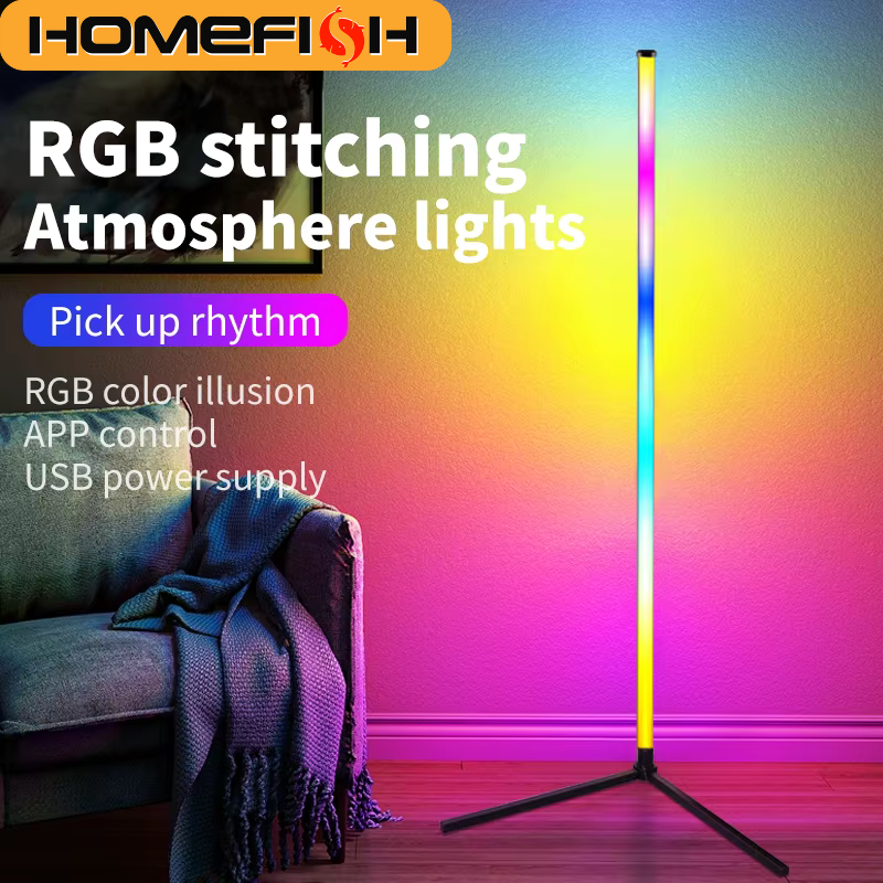  HOMEFISH 155CM RGB Dream Color Floor Lamp Music Sync Color Changing Mood Light for Bedroom Living Room 