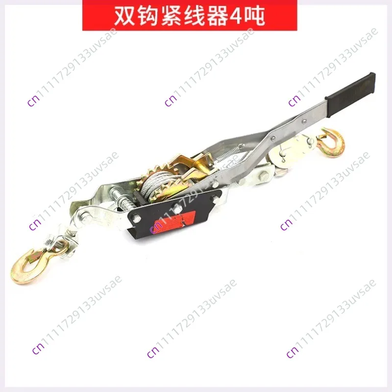 Manual Ratchet Wire Rope Tensioner 1-4T Double Hook Hand Cable Puller Heavy Duty Fastening Tightening Tool
