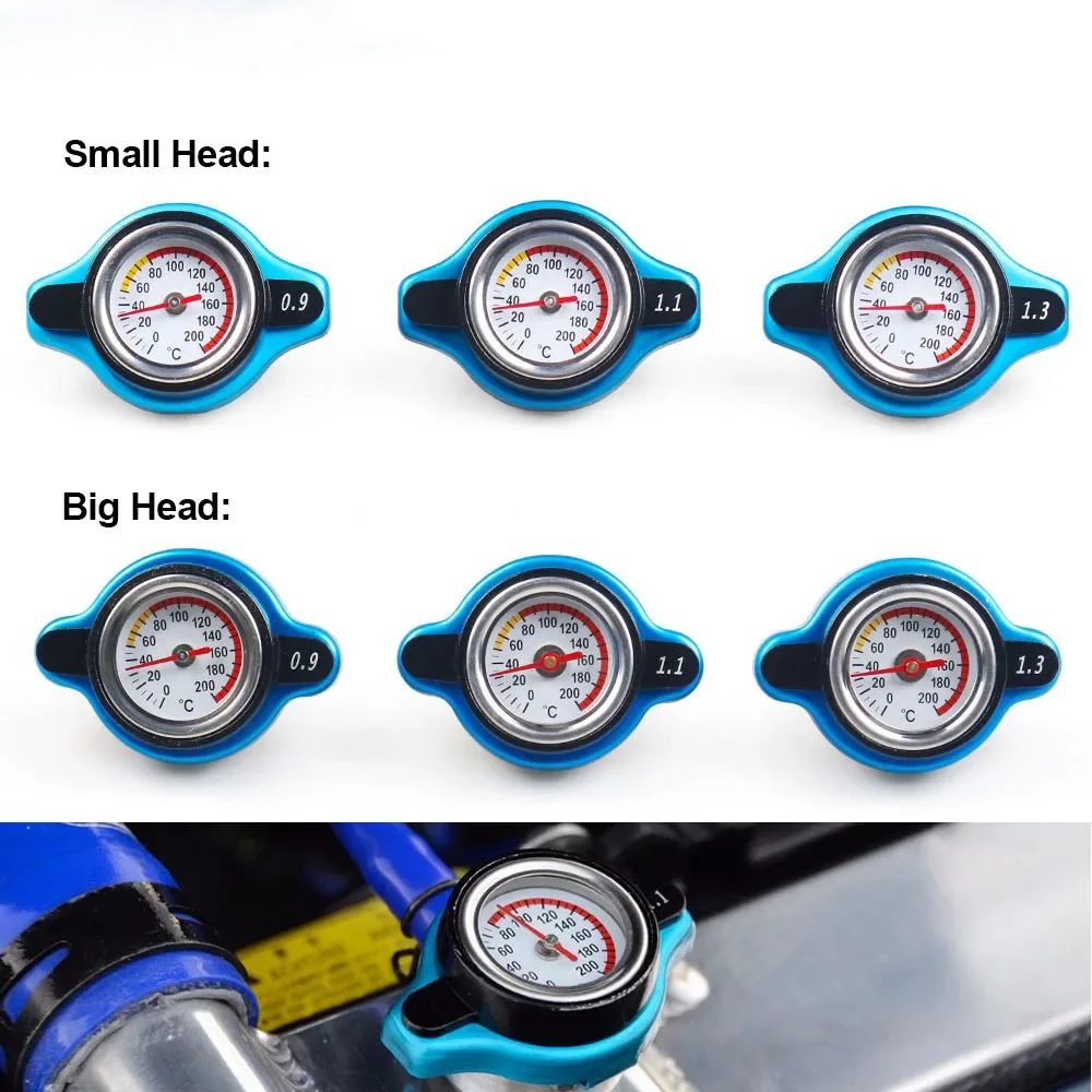 

Racing Small and Big Head Thermost Radiator Cap Tank Cover Water Temp gauge 0.9BAR or 1.1BAR or 1.3 BAR Cover