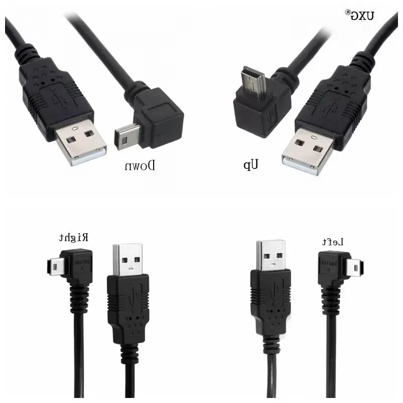 

5M 3M 1.5M 0.25m USB 2.0 A Male to Mini USB B Тип 5pin 90 градусов вверх вниз левый правый угловой штекер Короткий кабель для зарядки данных