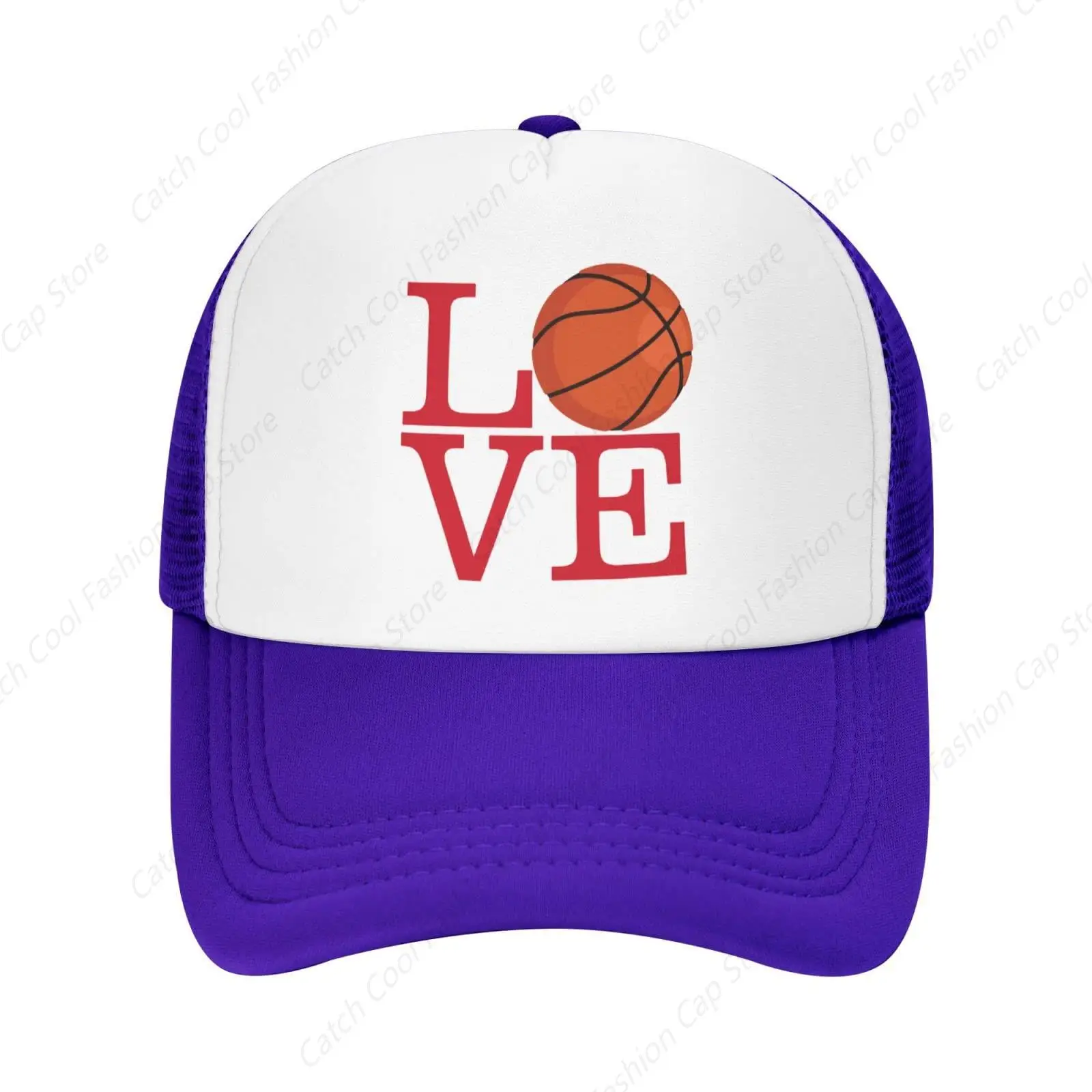 Love Basketball Baseball Cap Vintage Trucker Mesh Hat Adjustable Sports Breathable Fashion Daily Travel Unisex