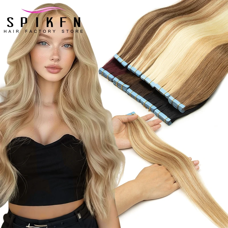 

12-20 inches Human Hair Tape In Extensions Light Weight Natural Straight Seamless PU Skin Weft Hair 10pcs 20pcs For Women
