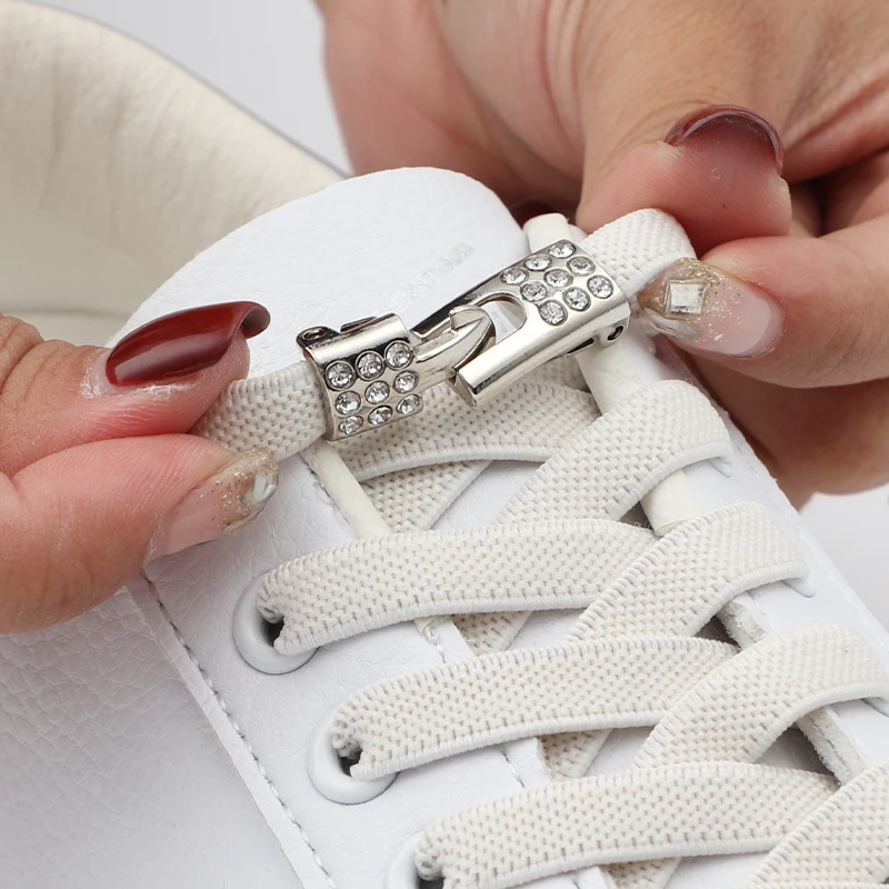 Luxurious Diamond Cross Locks Shoelaces No Tie Shoe Laces Without Ties Elastic Shoe Laces Sneakers Kids Adult Shoes Accessories