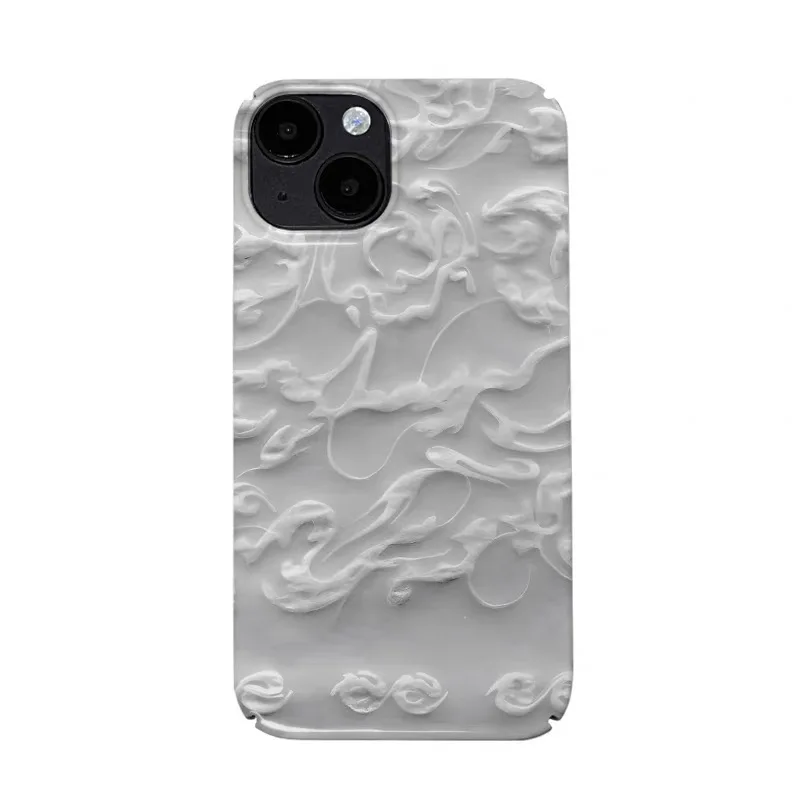 

Grey and White Ceramic Painting Art Phone Case for IPHONE 17Air 16E 15PROMAX 14 Plus 13 12 MINI 11 16Plus XR Acrylic Phone Cover