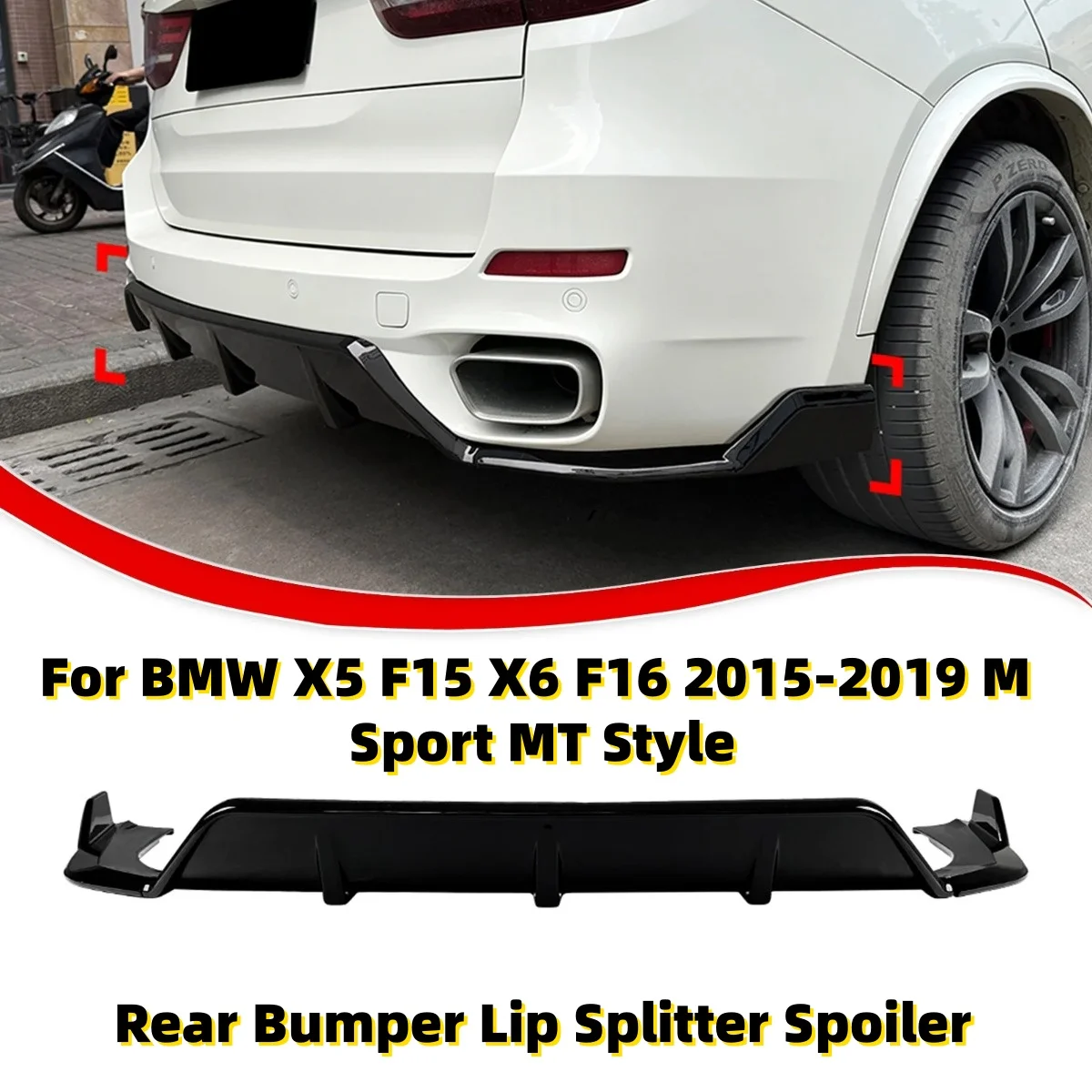 

Rear Bumper Lip For BMW X5 F15 X6 F16 2015-2019 M Sport MT Style Diffuser Lower Splitter Guard Body Kit Tuning Auto Parts