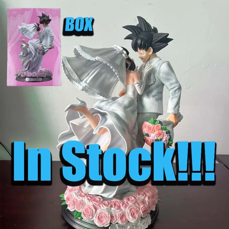 

In Stock Dragon Ball Z Action Figure Son Goku Anime Figure Chichi Wedding Version 31cm Model Toys Ornament Couple Wedding Gift