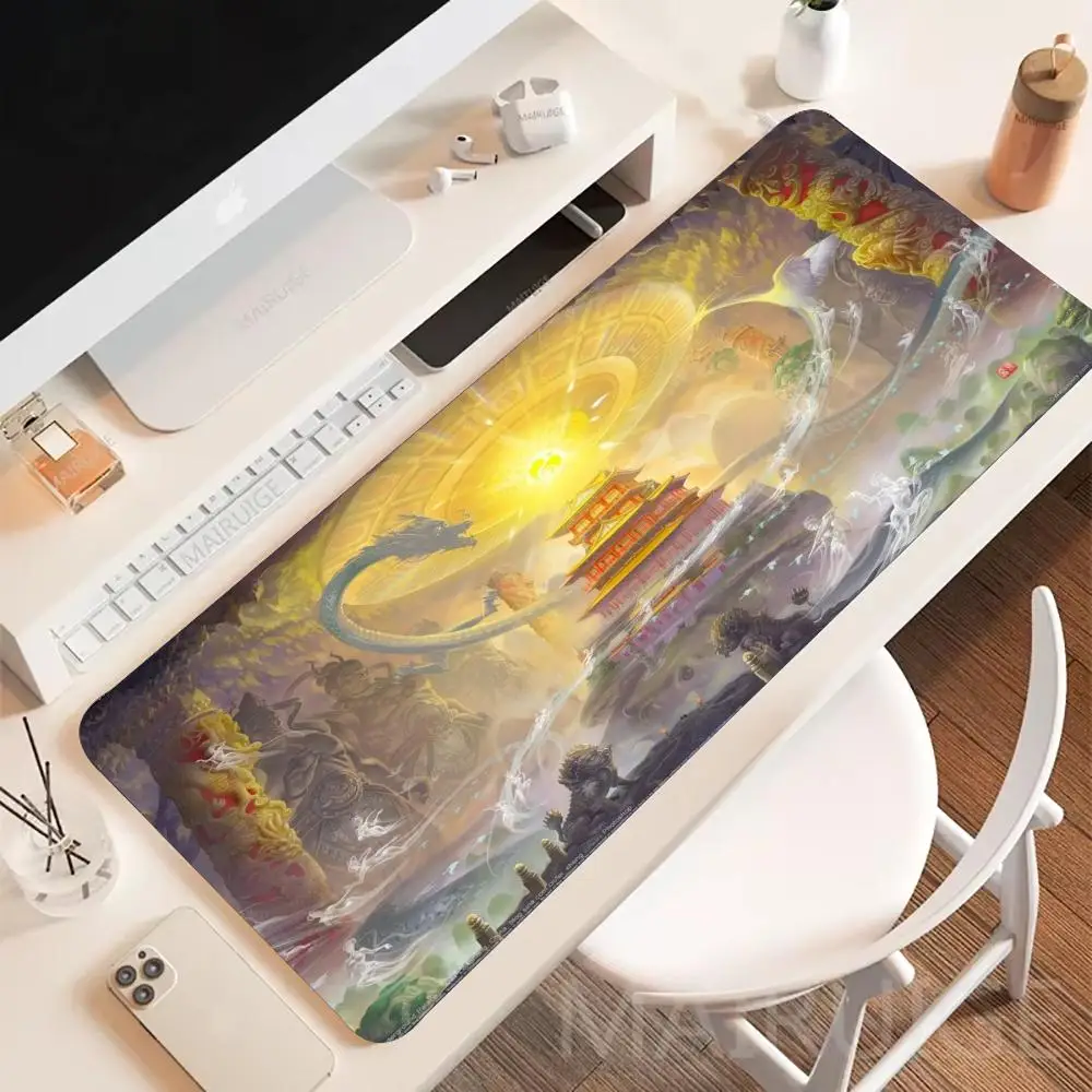 

Large XXL Mouse Pad Chinese Wind Dragon gorgeous palace Gaming Mousepads Art Mausepad Non-slip Laptop Tablet Mat Mini PC Playmat