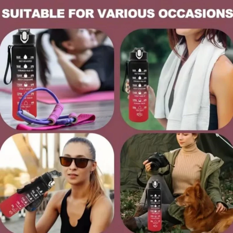 800ml Sports Water Bottle with Time-Tracking Straw Leak Proof Locking Flip Cover for Easy Carry Ideal for Outdoor Adventures