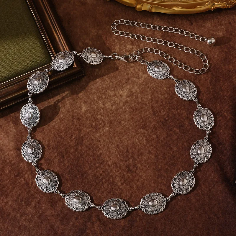 Women's retro engraving metal small and exquisite palace style adjustable women's waist chain fashionable women's waist belt