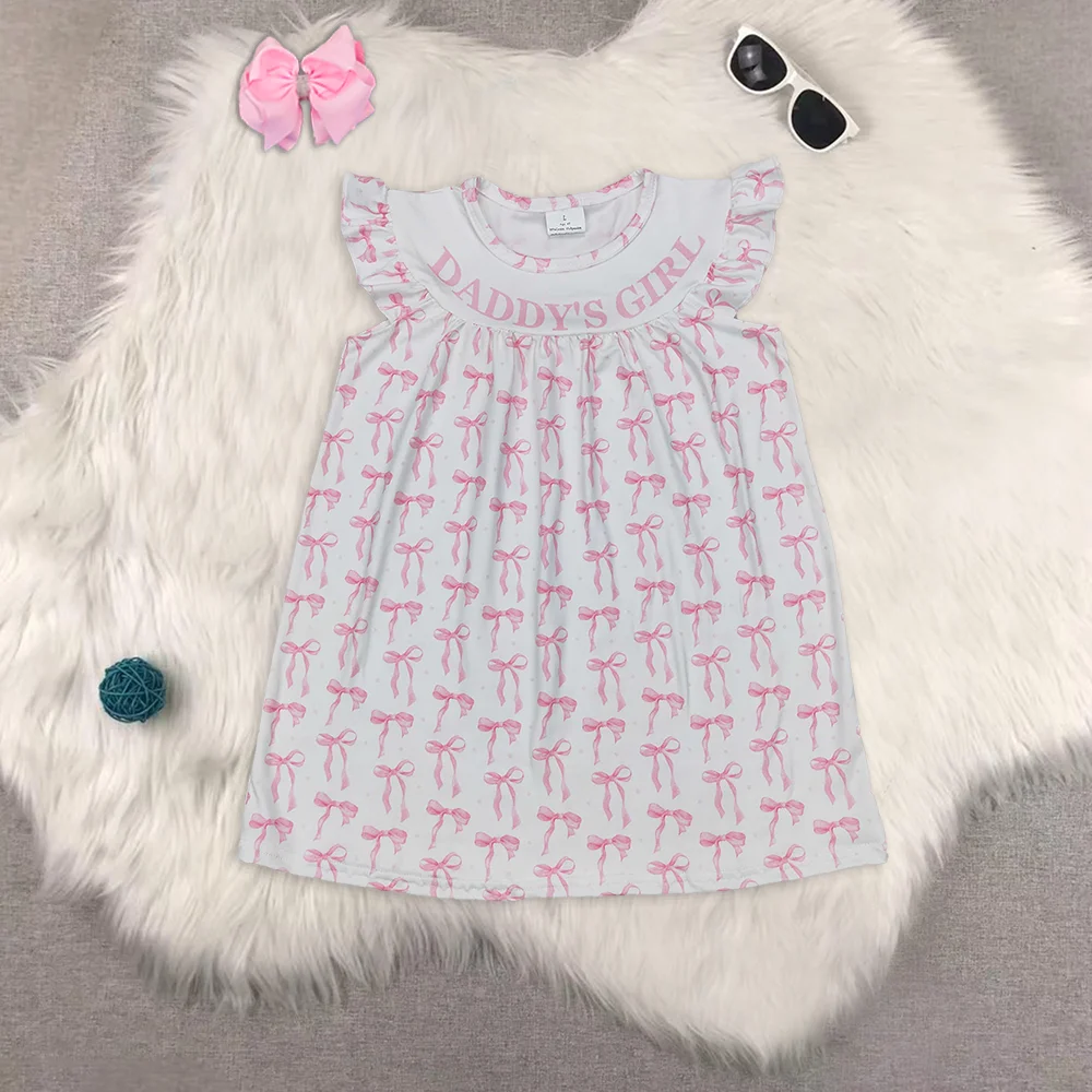 

Baby Girls Daddy's Girl Bows Flutter Sleeve Knee Length Dresses