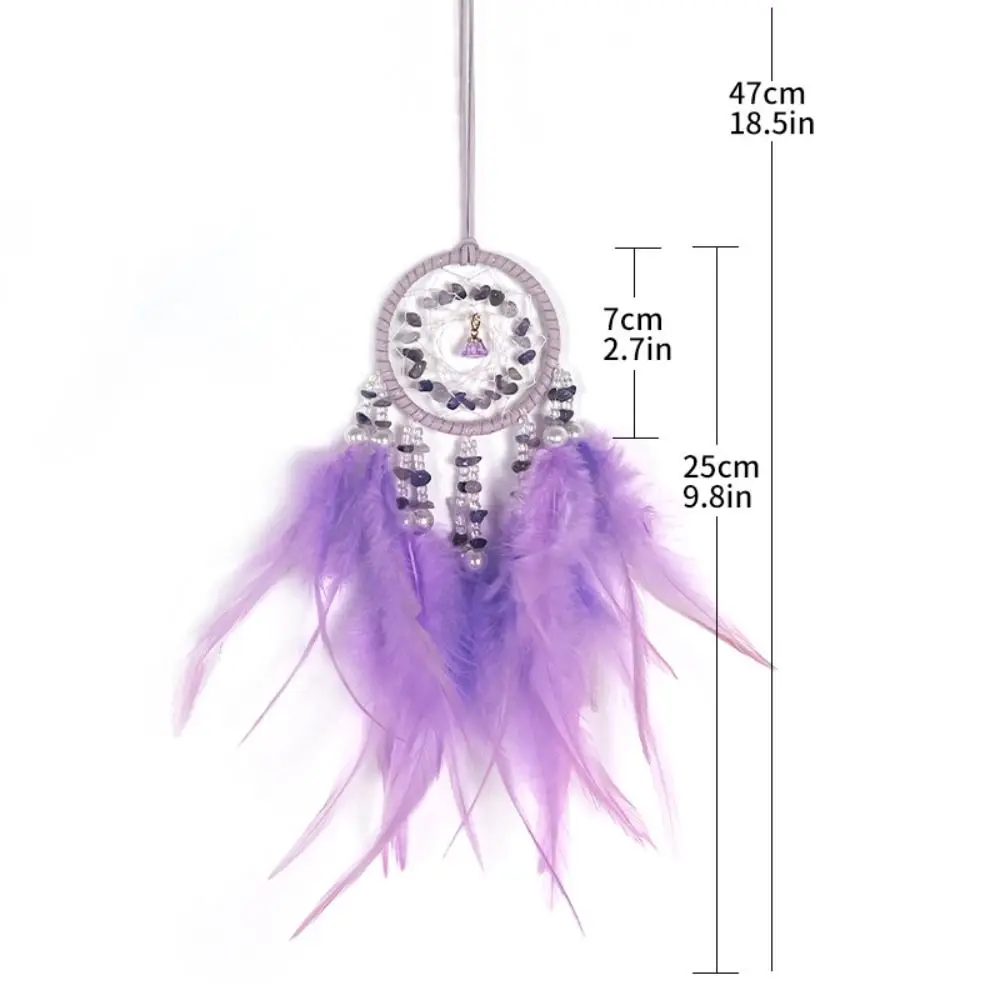 Hand Knitting Dream Catching Wind Chimes Decoration Delicate Tassel Catching Pendant Car Pendant Feathers and Iron Ring