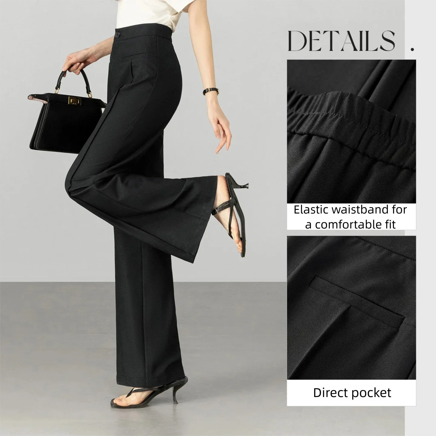 SENTUBILA Flare Pants for Women 2026 Spring New Subtle Silk Blend Elastic Waist Solid Trousers Commute Slim Fit Pant 161KE5852