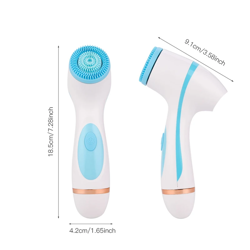Rechargeable 3 In 1 Electric Silicone Facial Cleanser Brush Rotating Deep Cleaning Blackhead Acne Pore Remover Face Exfoliation