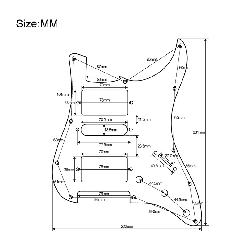 HSH 3 Ply 11 Holes Electric Guitar Pickguard Anti-Scratch Plate for ST FD Electric Guitar Black/White