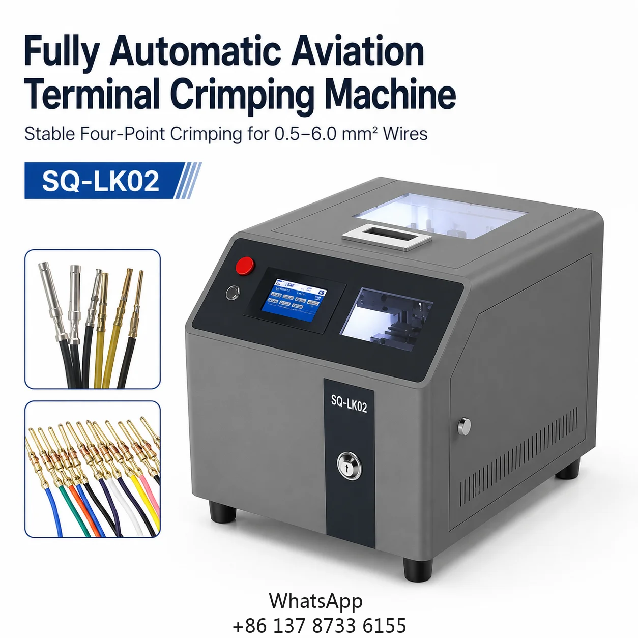 SQ-LK02 Aviation Terminal Crimping Machine 0.5-6.0 Sq Mm 1000 Pcs/h 4-Point Crimping For Connector Wire Harness