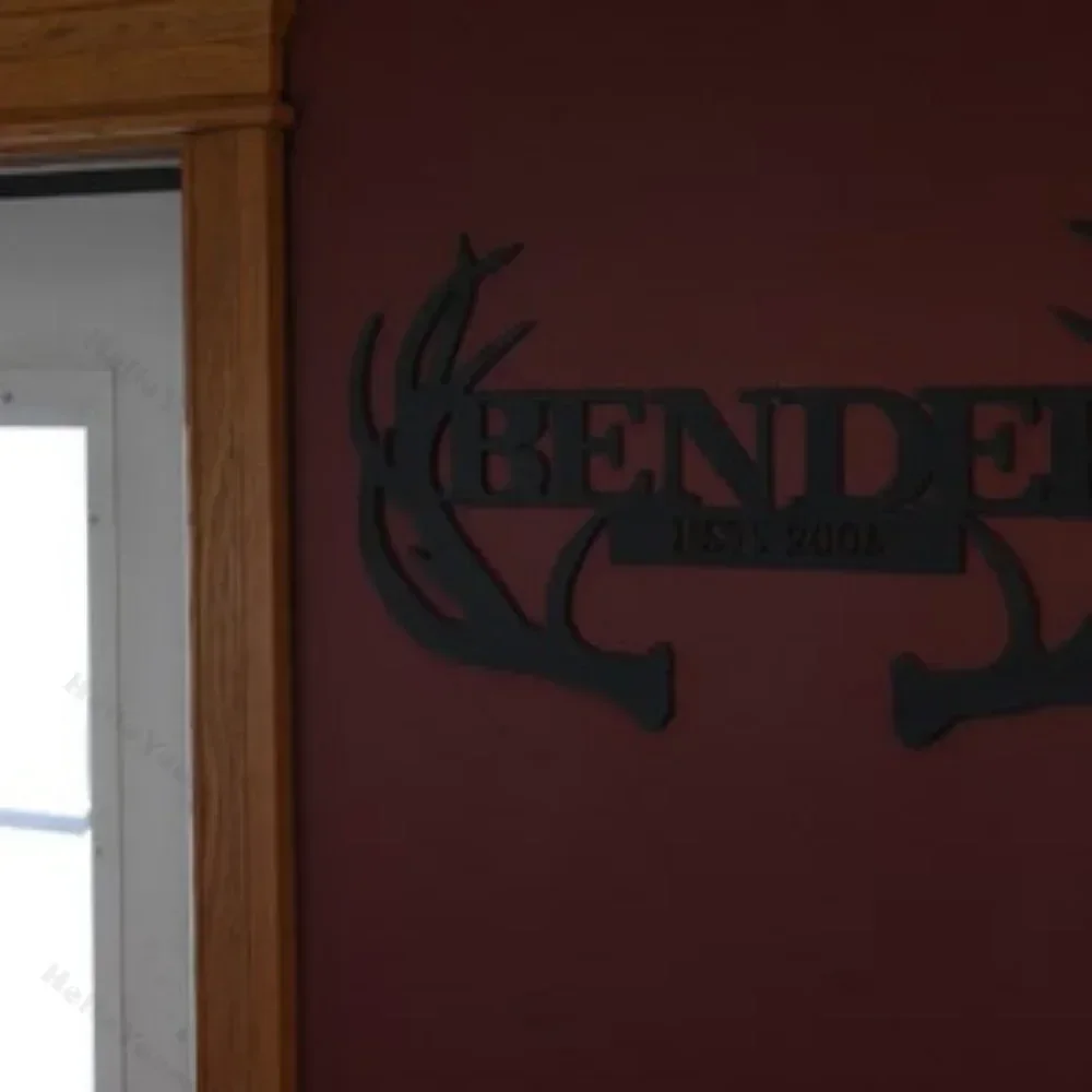 Metal Deer Antler Monogram Sign, Customized Artwork. Ideal Family Decor, Hunting-Inspired, Exuding Rustic Elegance Outdoors.