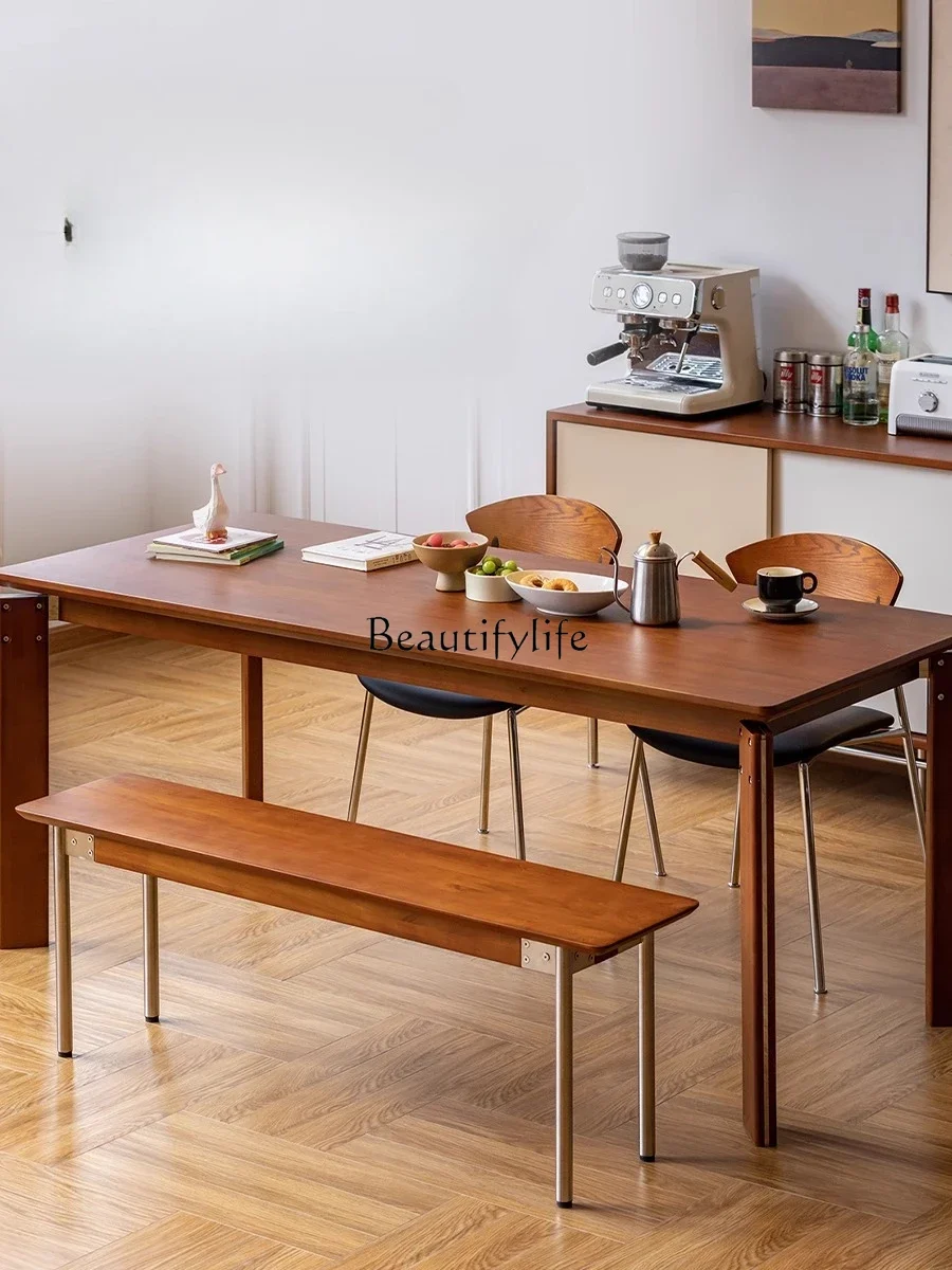 

yj21 Nordic Solid Wood Thickened Dining Table Boxwood Workbench Large Board Table