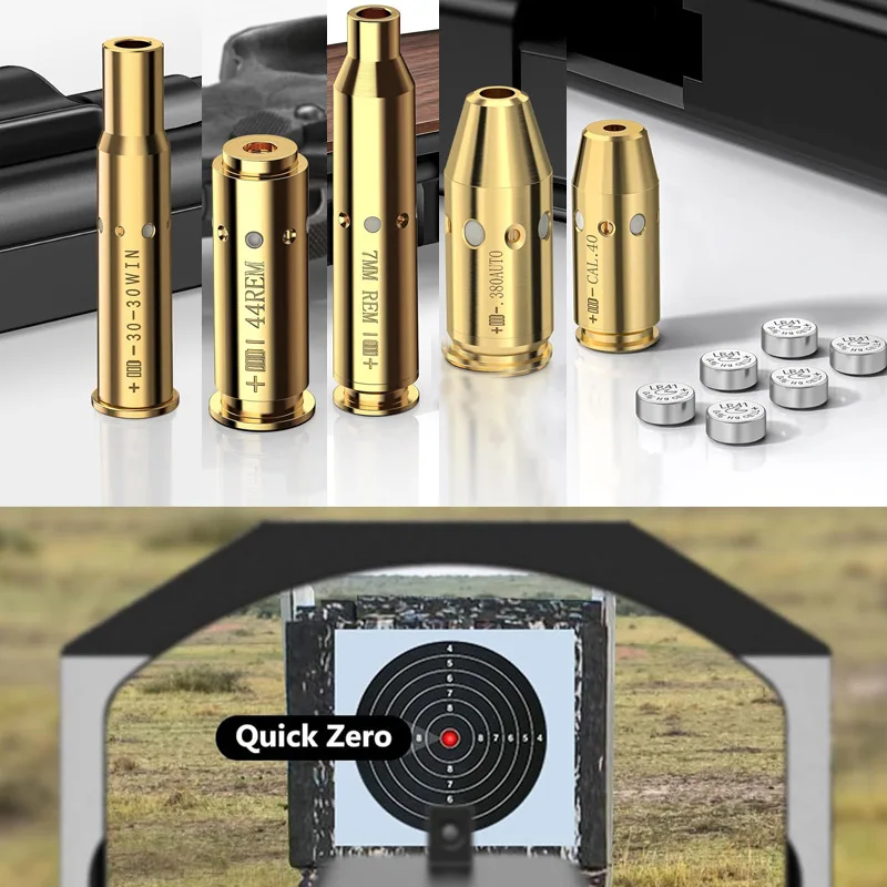 

Red Laser Bore Sighter For 380AUTO/.40/30-30WIN/7MM/.44 Cal Laser Training Cartridge Boresighters Hunting Accessories 6 Battery