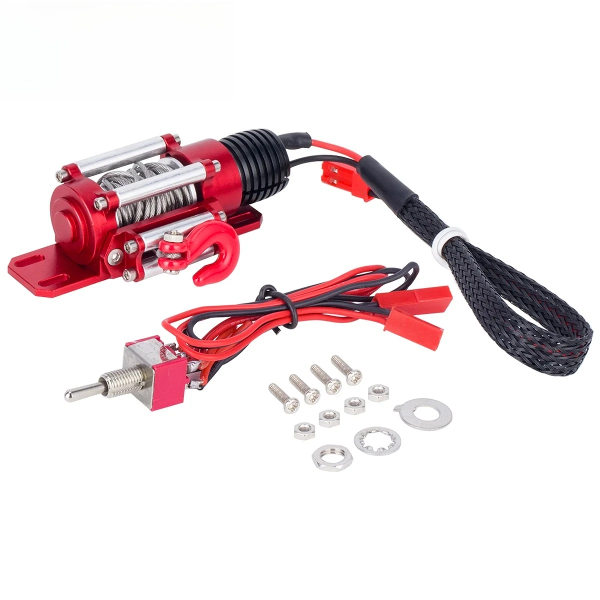 Automatic Simulated Winch Metal Steel Wired  for 1/10 Crawler Car TRX4 TRX6 SCX10 II III RBX10 D110 D90 Wrangler CC01 TF2