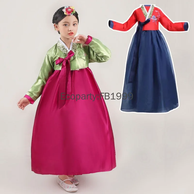 4 Colors Girls Hanbok Dress Korean Traditional Ancient Costumes Kids New Year Party Asian Palace Cosplay Performance Costumes view 3