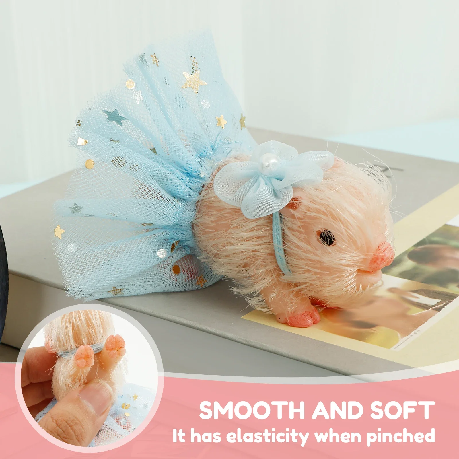 مجموعة دمى خنزير سيليكون محاكاة إبداعية مع لمسة واقعية وزجاجة إكسسوارات الملابس زخرفة دمية خنزير سيليكون ممتعة #3