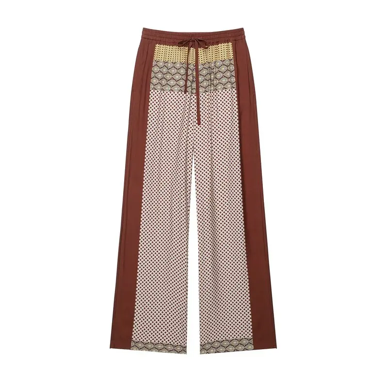Fall 2026 Women's Shirt High Waist Pants Color Block Print Drapey Blouse Fashionable Ensemble Workwear Uniform Alternative view 4