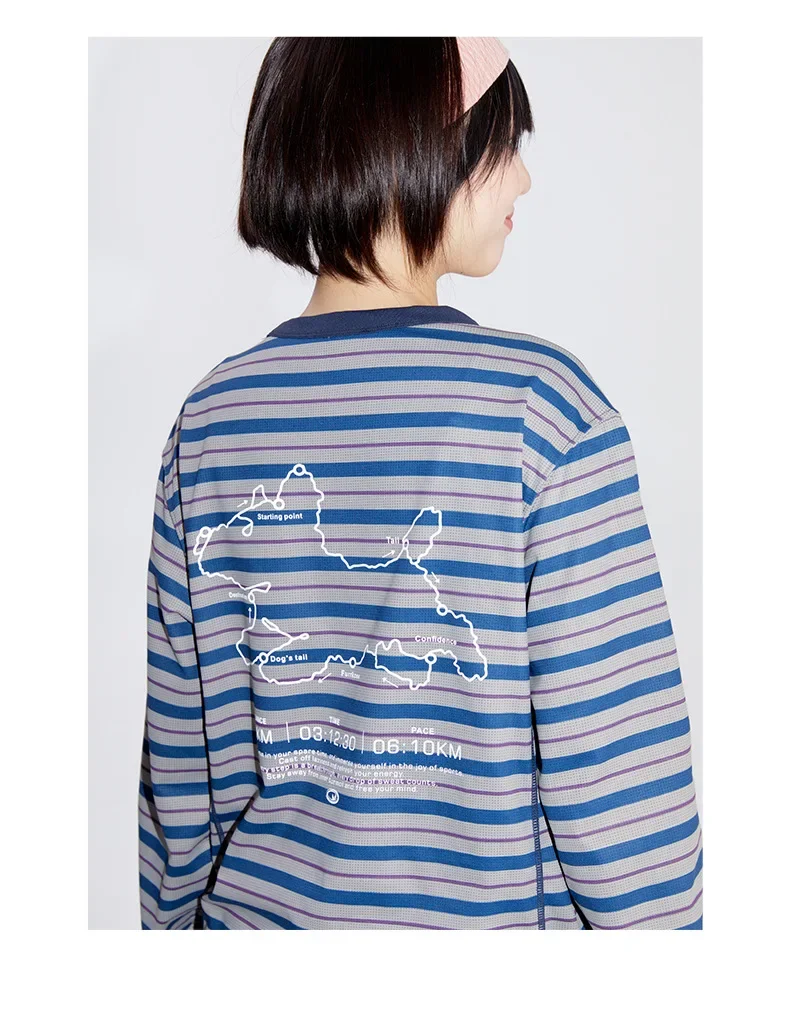 Unisex Gestreiftes Langarm-T-Shirt – UPF50+ Sonnenschutz & Schnelltrocknend mit Kontrastfarbener Reißverschlusstasche für Outdoor- & Freizeitkleidung – Detail 6