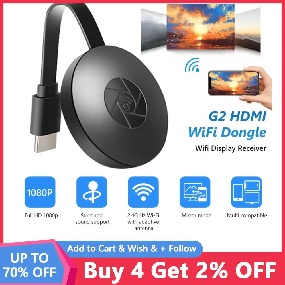 To TV 2.4G 4K Wireless WiFi Mirroring Cable HDMI-compatible Adapter 1080P Display Dongle For IPhone Samsung Huawei Android Phone