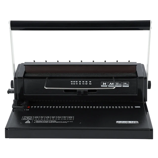 W12M Manual Double Loop Binding Wire Binder Machine Book Binder Binding Machine Perfect 34 Coil Binding Machine