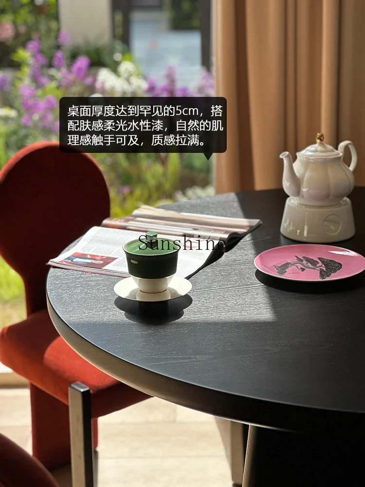 

French antique round table, solid wood household simple modern art style FT