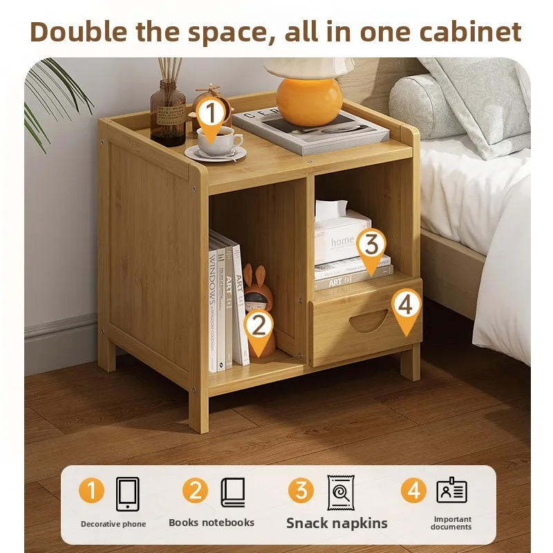 طاولة بجانب السرير بسيطة، رف صغير، خزانة تخزين متعددة الطبقات بجانب السرير متعددة الوظائف مع ضخ