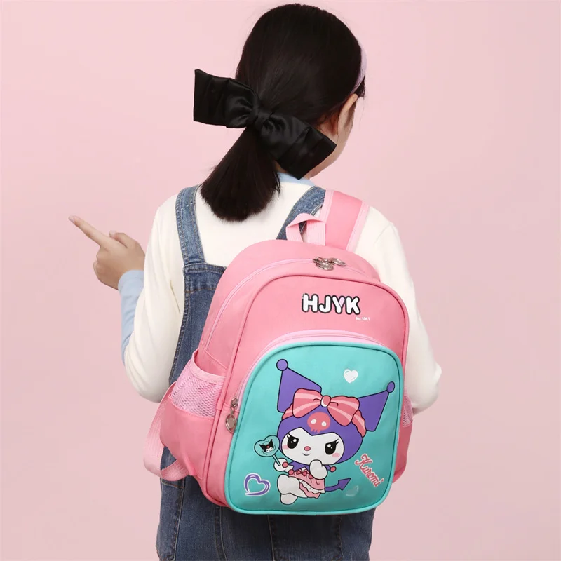 Sanrio Kulomi-mochila escolar pequeña con dibujos animados para niños y niñas, mochila ligera de tela Oxford de gran capacidad