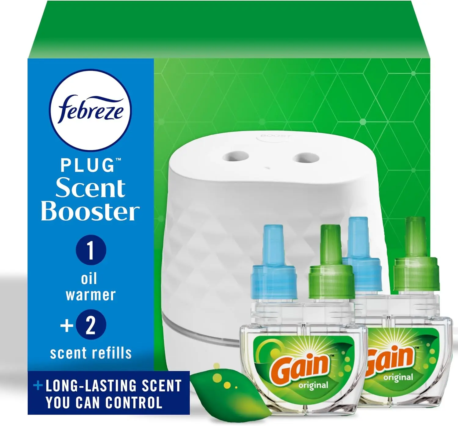 

Plug Scent Booster Starter Kit Air Freshener, Oil Diffuser Continuous Scent Device with 2 Gain Refills