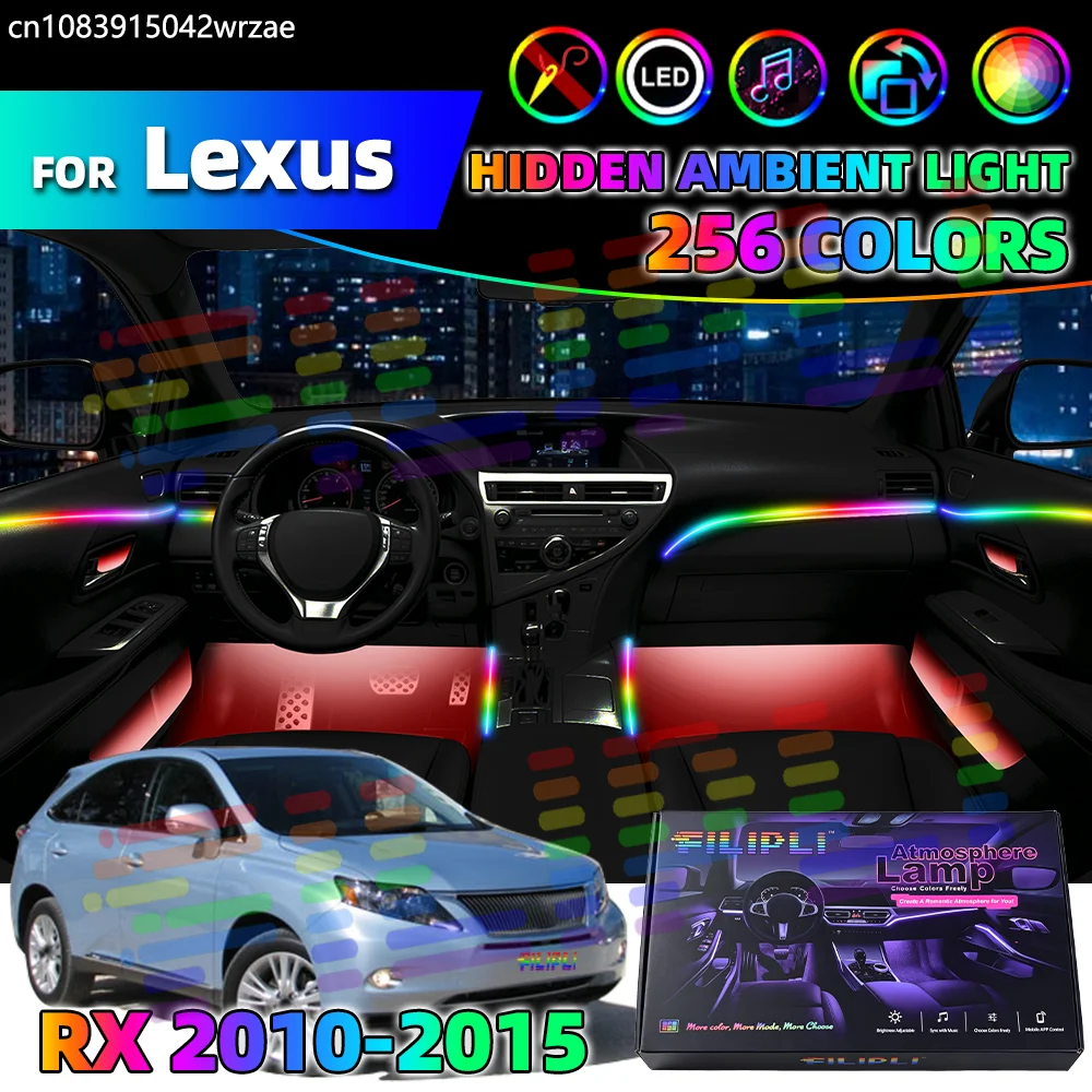 

10 in 1 For Lexus RX 2010-2015 Years Car Interior Ambient Lights Strips Breathing Lighting Kit App Control Auto LED strips