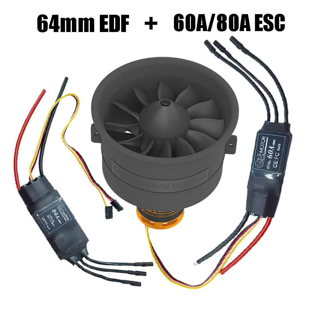 

QF2822 2100kv 2300kv 3300kv 4300kv 64mm EDF Brushless motor 12 Blade fan with 60a/80a esc for DIY Aircraft and Industrial use