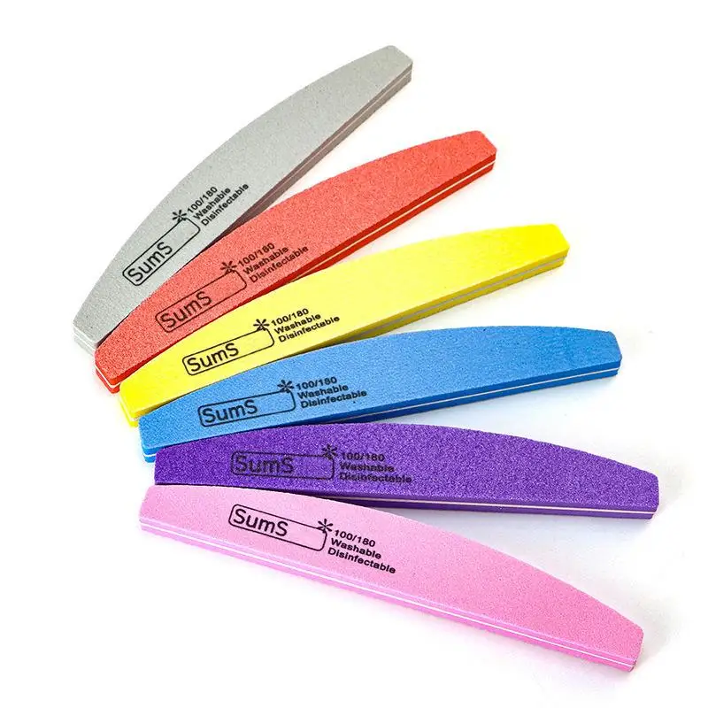 2/5/10PCS Professional Double-sided Nail File Block Colorful Sponge Nail Polish Buffing Sanding Buffer Strip Polishing Pedicure