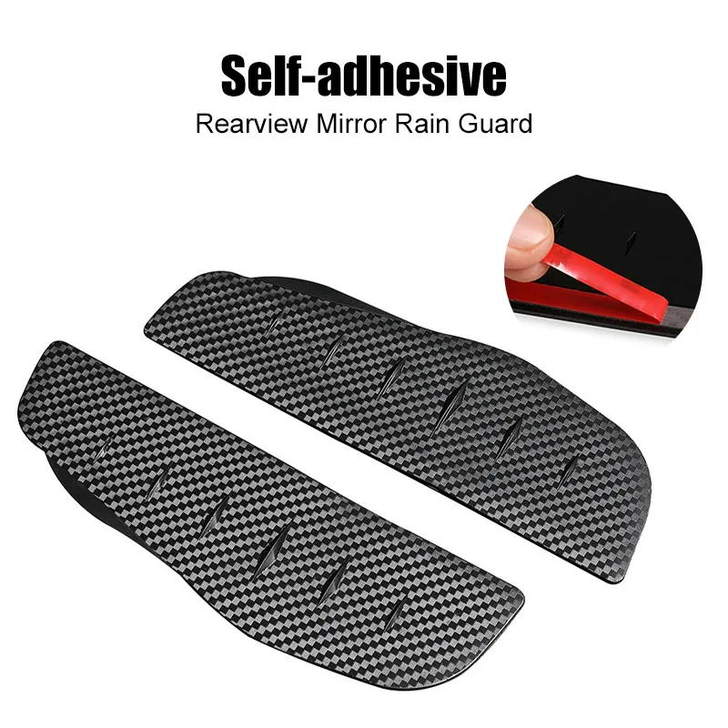 Universal Car Rearview Mirror Rain Guard Carbon Fiber 2.5mm PVC Mirror Visor Rain Eyebrow Protector Waterproof for Car SUV Truck - view 3