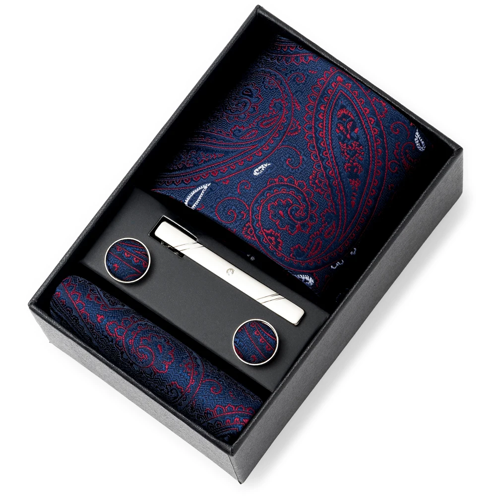 الجملة تصميم جديد عطلة هدية مربع 8 سنتيمتر التعادل منديل أزرار أكمام مجموعة للرجال الأزرق مخطط دعوى اكسسوارات الزفاف ربطة العنق