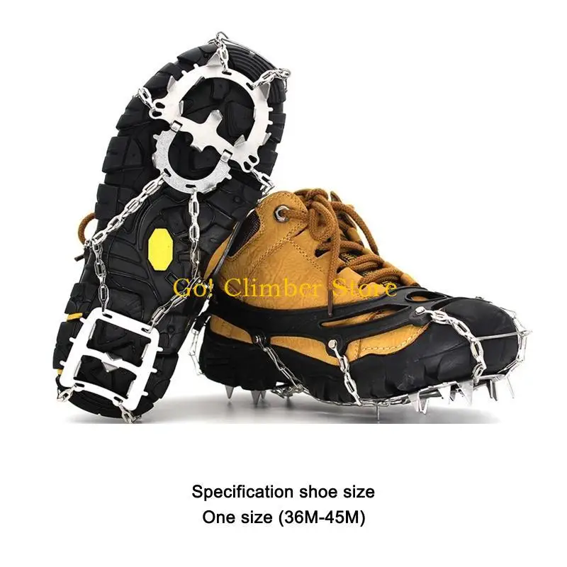 Q84C Ice Cleats Traction Snow Grips for Boots Shoes Women Men Anti Slip 18 Spikes Safe Protector for Walking Mountaineering