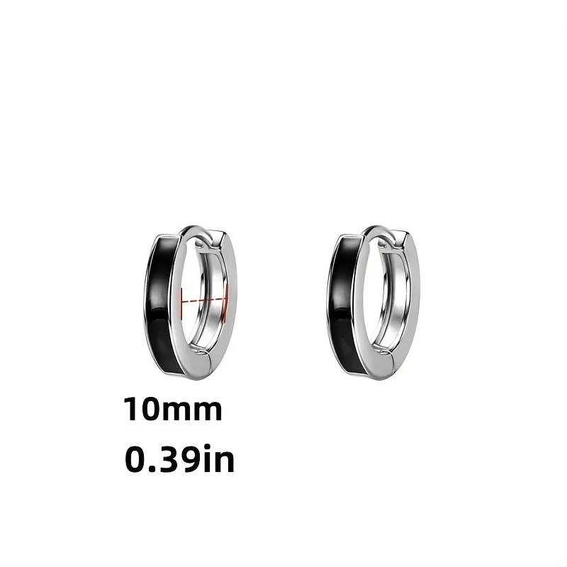 925 Sterling Silver Pin Men\'s Daily Wear Hypoallergenic Fashion Black Gel Earrings for Men and Women Accessories