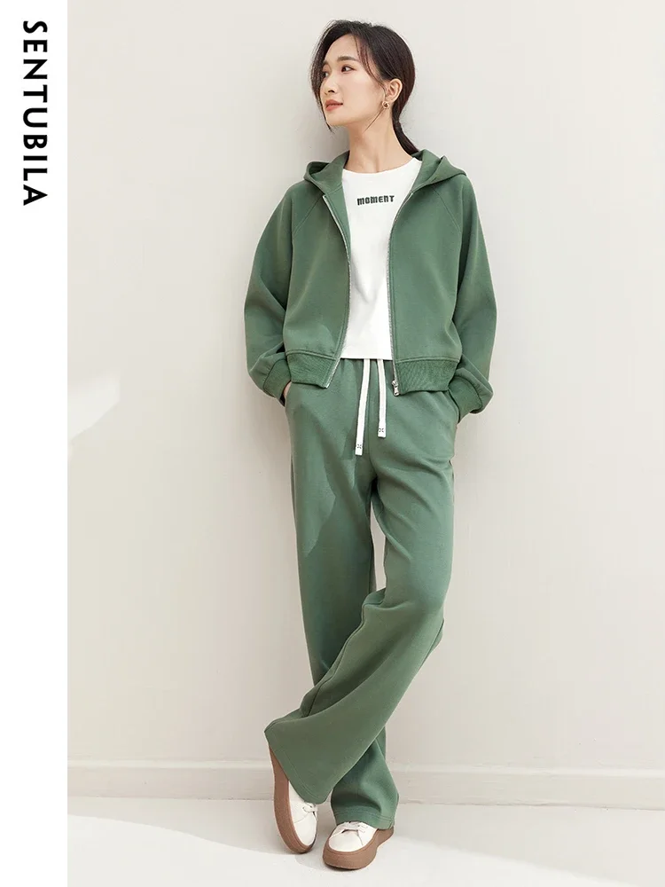 SENTUBILA 3 Pieces Autumn Casual Tracksuit Pant Sets for Women 2024 Hoodies Sweatshirt Jacket Vest Top Sweatpants Set 143Z58002X