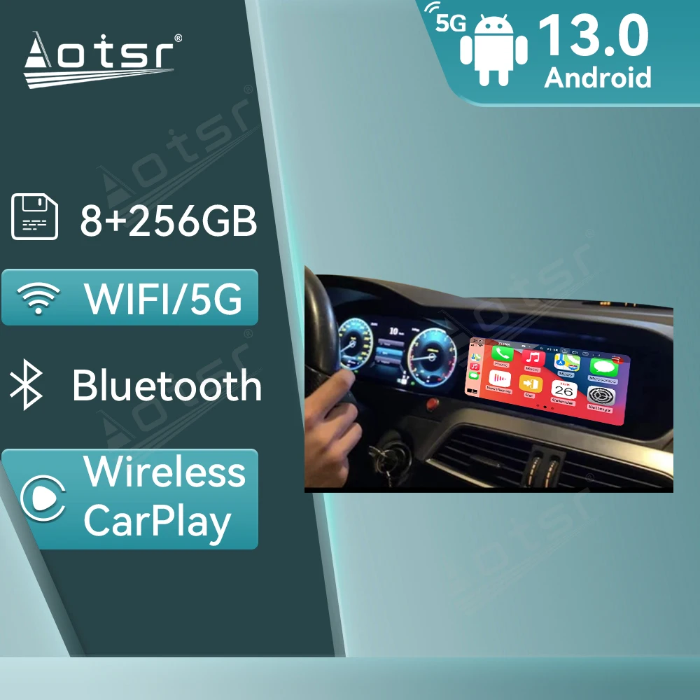 

8,8 ''Android 14 для Mercedes-Benz C 2011-2014 навигация цифровой кластер Apple Carplay автомобильный радиоприемник DSP BT мультимедийный плеер DIY