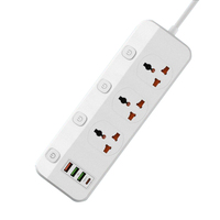 3 Universal Power Strip Independent Switches EU UK Plug 2m Extension Cord Power Outlet with 3USB and 1Type-C Home Office Network