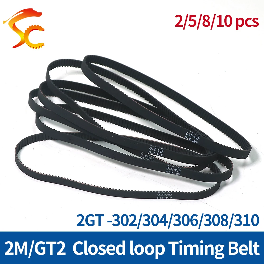 

3D Printer Sync belt Rubber Closed loop belt GT2 length 302/304/306/308/310 skin belt wide 6/9/10/15mm spot goods