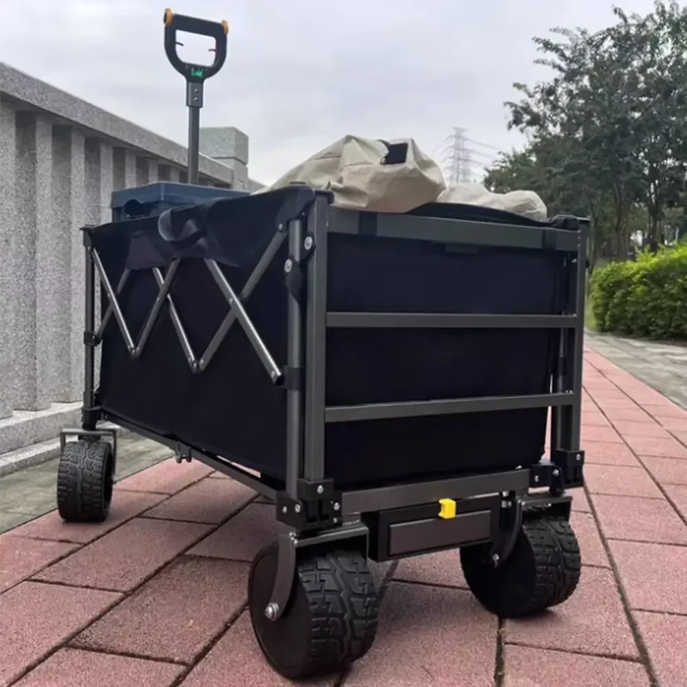 Easy Maneuvering Electric Power Folding Wagon With Swivel Wheels for Market and Beach