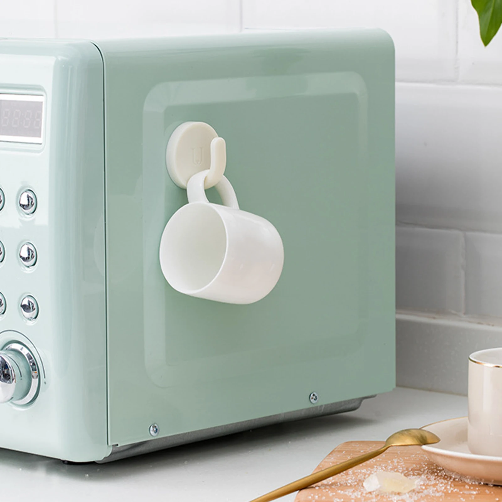 

2Pcs Creative Refrigerator Magnet Hooks Kitchen Hooks White Strong Adhesive Organizer for Towels Clothes Keys Bags